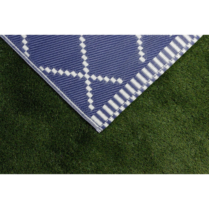 Outdoor Garden Rug Portable Reversible Mat for Decking Patio Piazza Navy/Cream 120 x 180 cm Plastic Straw UK Camping And Leisure