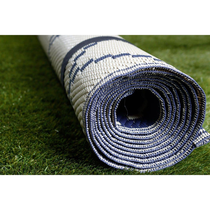 Outdoor Garden Rug Portable Reversible Mat for Decking Patio Piazza Navy/Cream 120 x 180 cm Plastic Straw UK Camping And Leisure