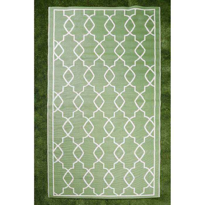 Outdoor Garden Rug Portable Reversible Mat for Decking Patio Vintage Cream/White 150 X 250 cm Plastic Straw UK Camping And Leisure