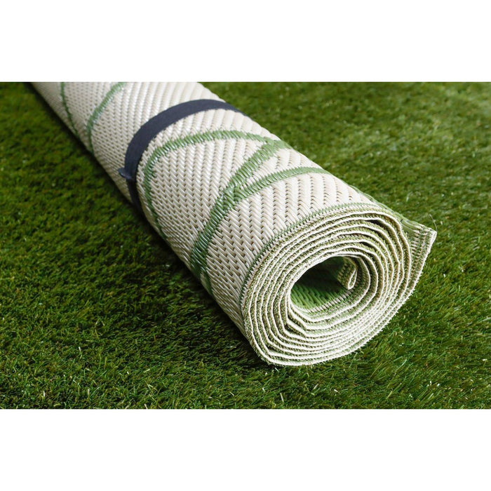 Outdoor Garden Rug Portable Reversible Mat for Decking Patio Vintage Cream/White 150 X 250 cm Plastic Straw UK Camping And Leisure