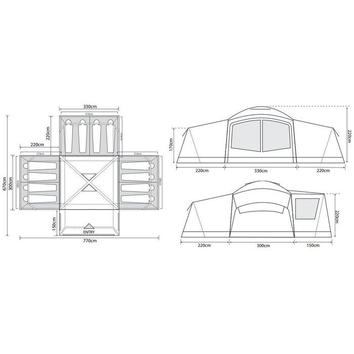 Outdoor Revolution Camp Star 8+ Berth 1200 Inflatable Air Tent bundle with Footprint & Carpet Outdoor Revolution - UK Camping And Leisure