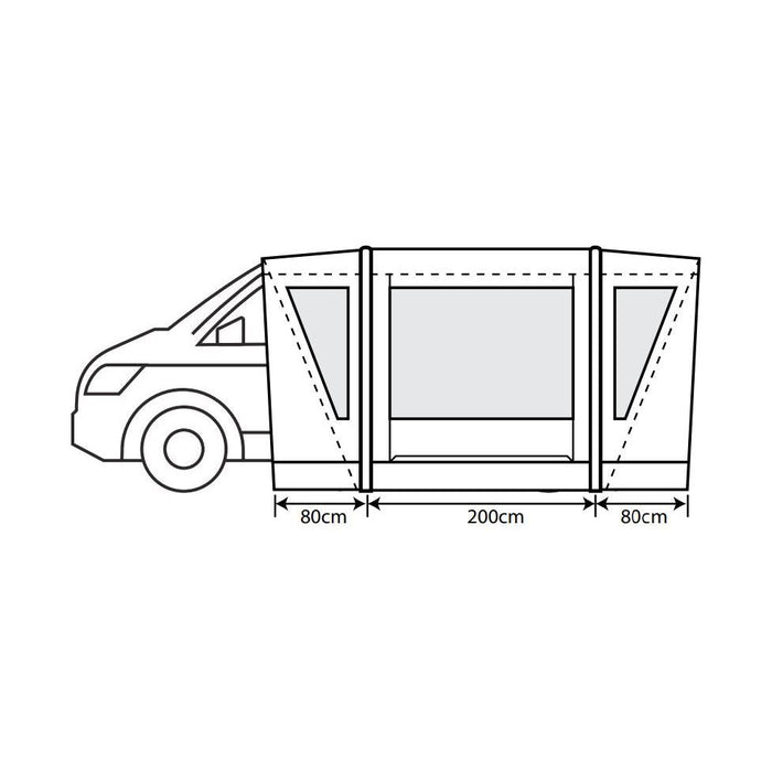 Outdoor Revolution Cayman Combo Air Mid Driveaway Awning  (210-255cm) UK Camping And Leisure