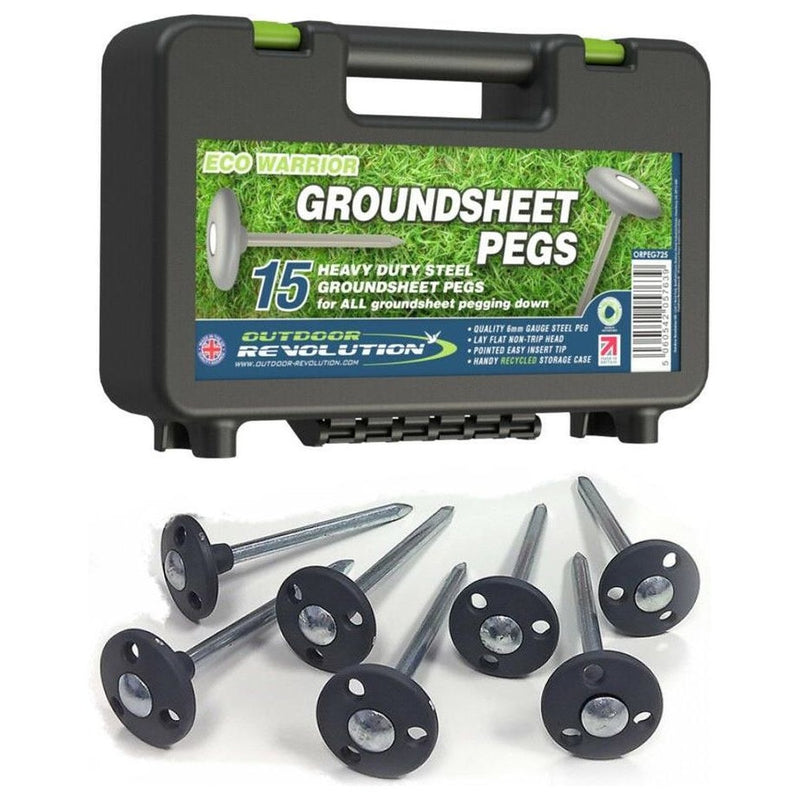 Outdoor Revolution Eco Warrior Steel Metal Tent Awning Groundsheet Pegs Box Of 15 Outdoor Revolution - UK Camping And Leisure