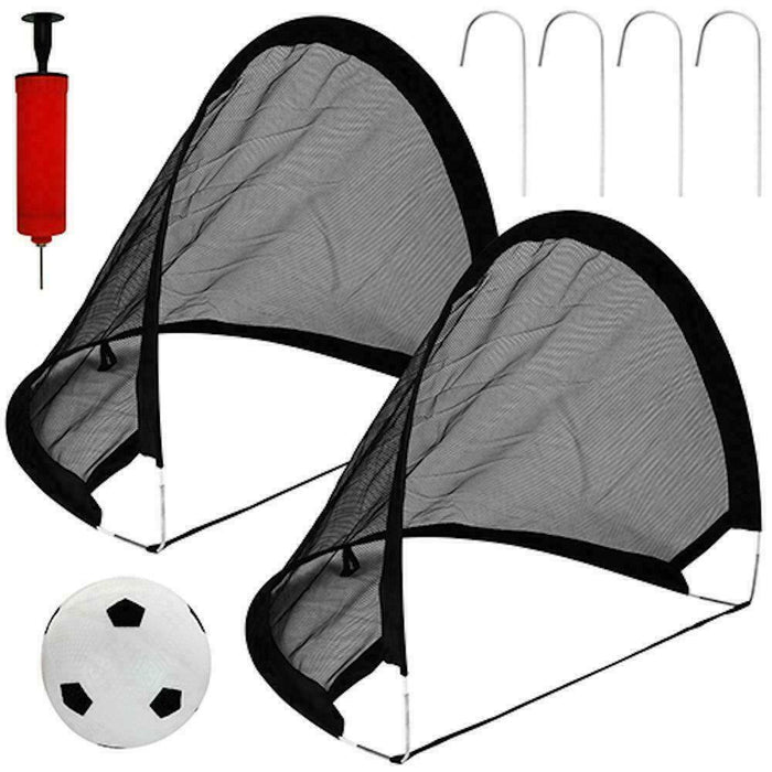 Portable 8 Piece Pop Up Kids Football Goal Set With Pegs Pump & Ball 120X86Cm Dunlop - UK Camping And Leisure