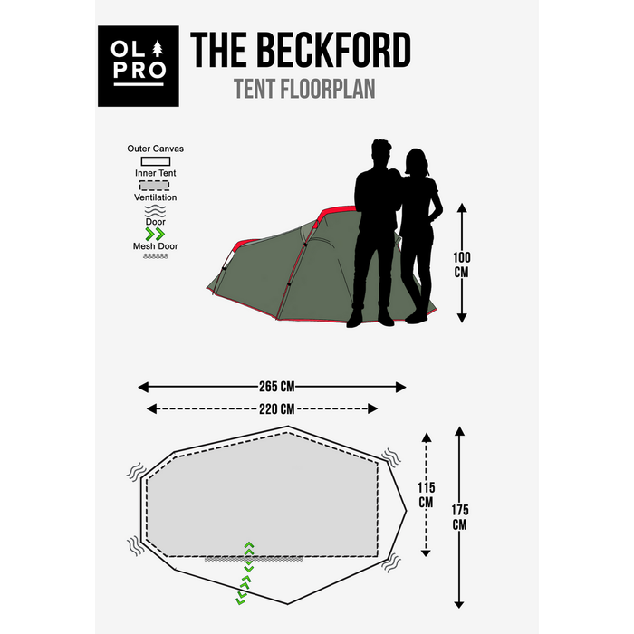 Olpro Beckford Lightweight 2 Person Tent (Ripstop) (Ex Voyager) Olpro - UK Camping And Leisure