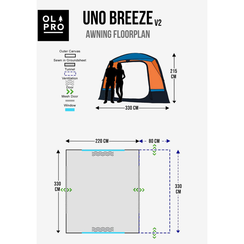 Olpro Uno Breeze v2 Campervan Awning Olpro - UK Camping And Leisure