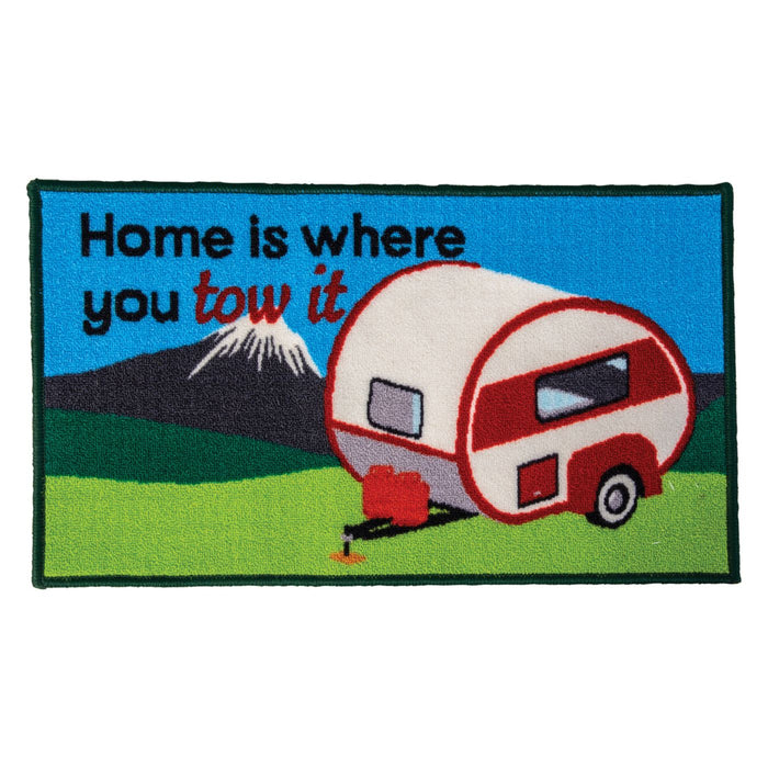 Quest Caravan Home Is Where You Tow It Indoor Door Mat Washable 40 x 70cm UK Camping And Leisure