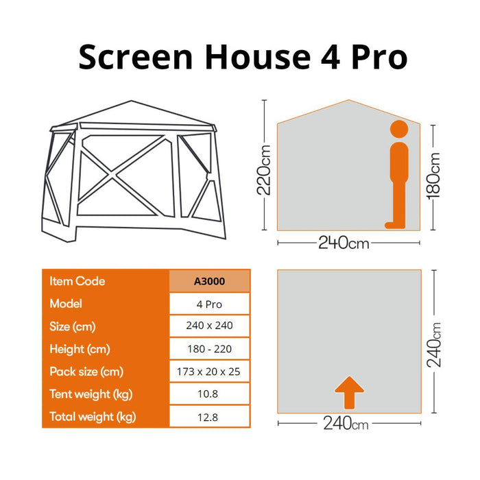 Quest Screen House 4 Pro 4 Quick Pitch Shelter Camping Garden Campervan Hot Tub Quest - UK Camping And Leisure