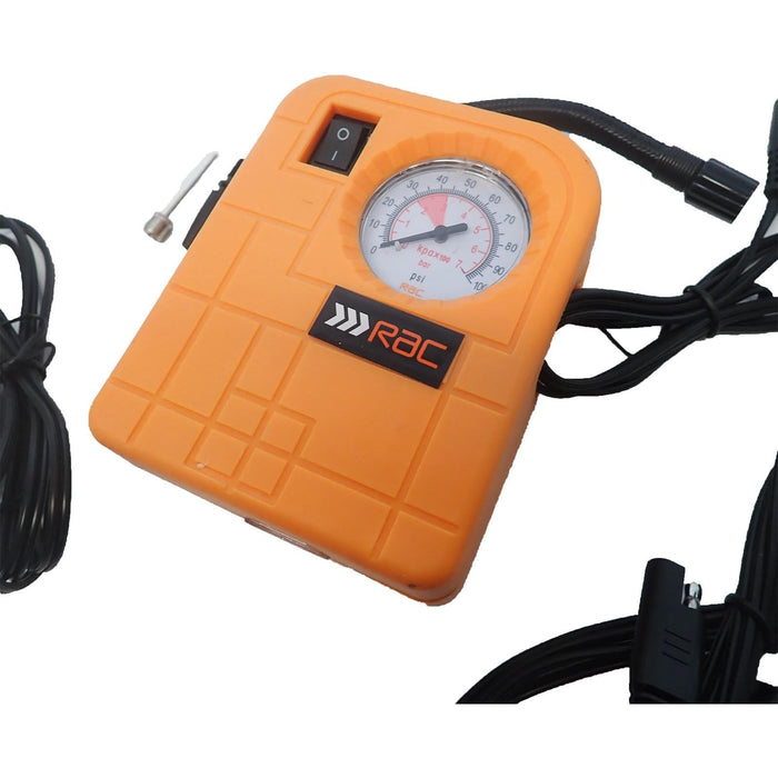 RAC 12V Car Motor Compact Air Compressor Mini Tyre Inflator Pump Pressure Gauge Torch RAC - UK Camping And Leisure