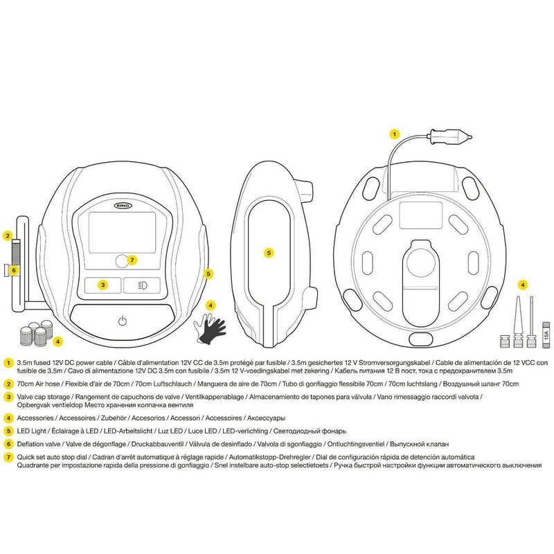Ring 12v Rapid Digital Tyre Inflator Ring Automotive - UK Camping And Leisure