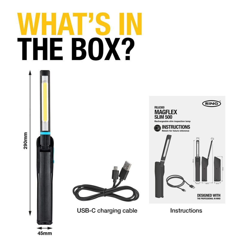 Ring MAGFLEX SLIM500 Rechargeable Slim Inspection Lamp Ring Automotive - UK Camping And Leisure