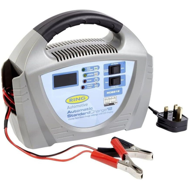 Ring RCB212 12V Battery Charger, 12A Charger for Vehicles Up to 3.0L, Charger for Lead Acid and Gel Batteries, Protects Against Overcharging Ring Automotive - UK Camping And Leisure