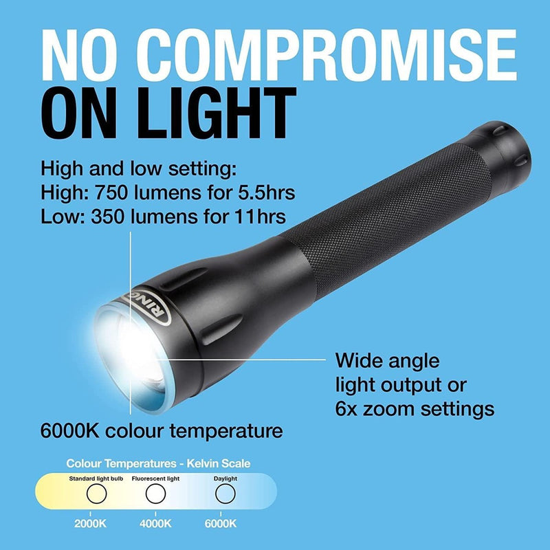Ring RIT1060 Zoom750 Rechargeable LED Torch with Power Bank Ring Automotive - UK Camping And Leisure