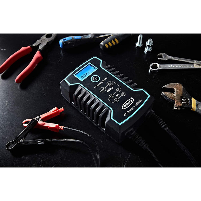 Ring RSC806 12v 6A Car Motorbikes Maintenance Start/Stop Smart Battery Charger UK Camping And Leisure
