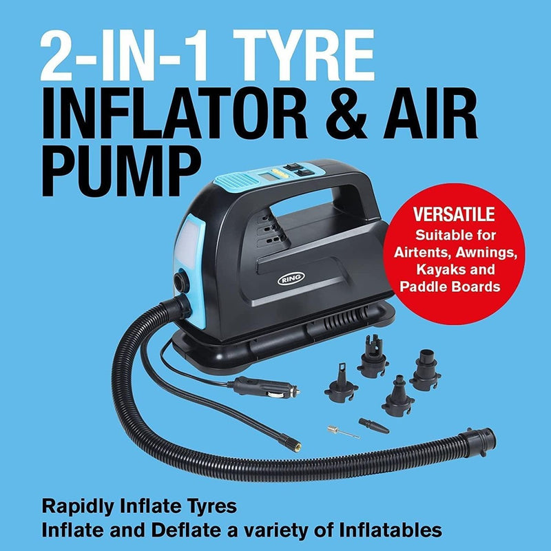 Ring RTC5500 2-in-1 Digital Tyre Inflator & Air Pump Car Van Tent Kayaks Ring - UK Camping And Leisure