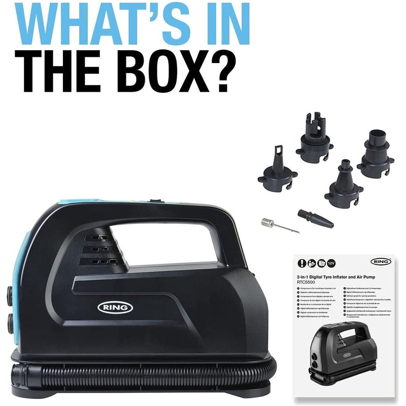 Ring RTC5500 2-in-1 Digital Tyre Inflator & Air Pump Car Van Tent Kayaks Ring - UK Camping And Leisure