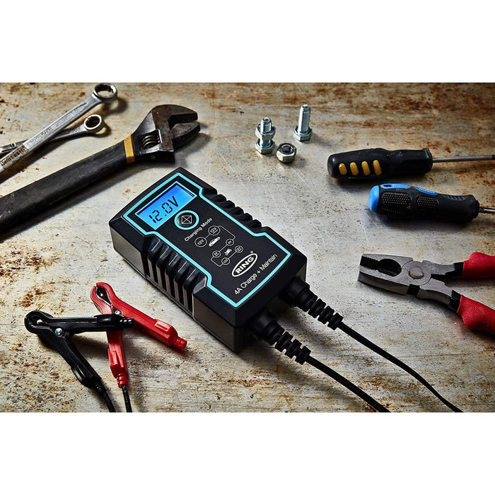 RSC804 Ring 4A Smart Battery Charger and Battery Maintainer LCD Display 6/12v UK Camping And Leisure