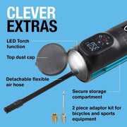 RTC2000 Ring Handheld Digital Tyre Inflator Air Compressor USB LED Cordless Ring Automotive - UK Camping And Leisure