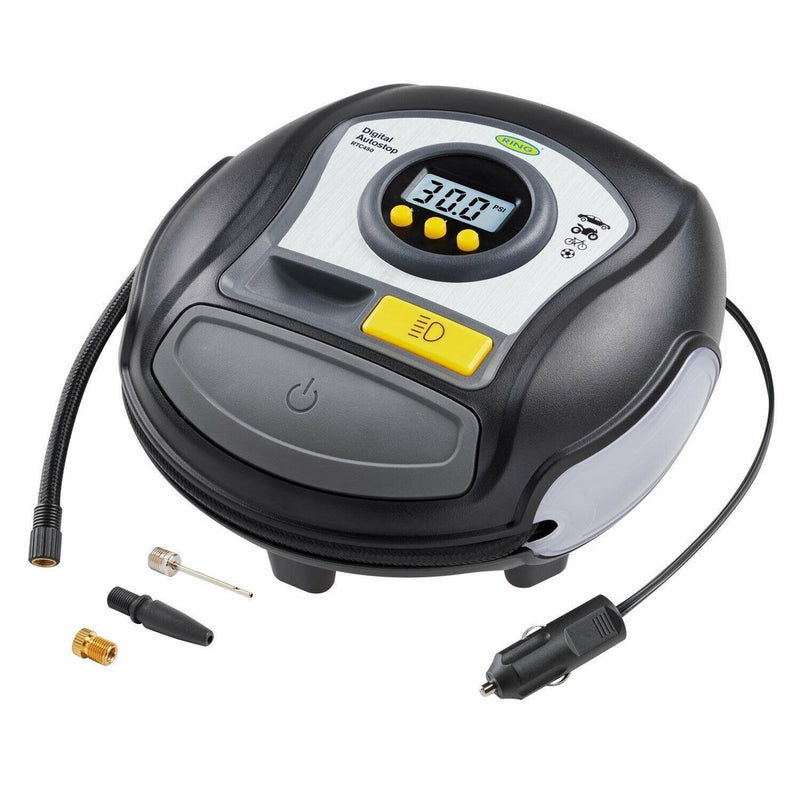 RTC450 Ring Digital Tyre Inflator Air Compressor Wheel Car Pump 12v Auto Stop Ring Automotive - UK Camping And Leisure