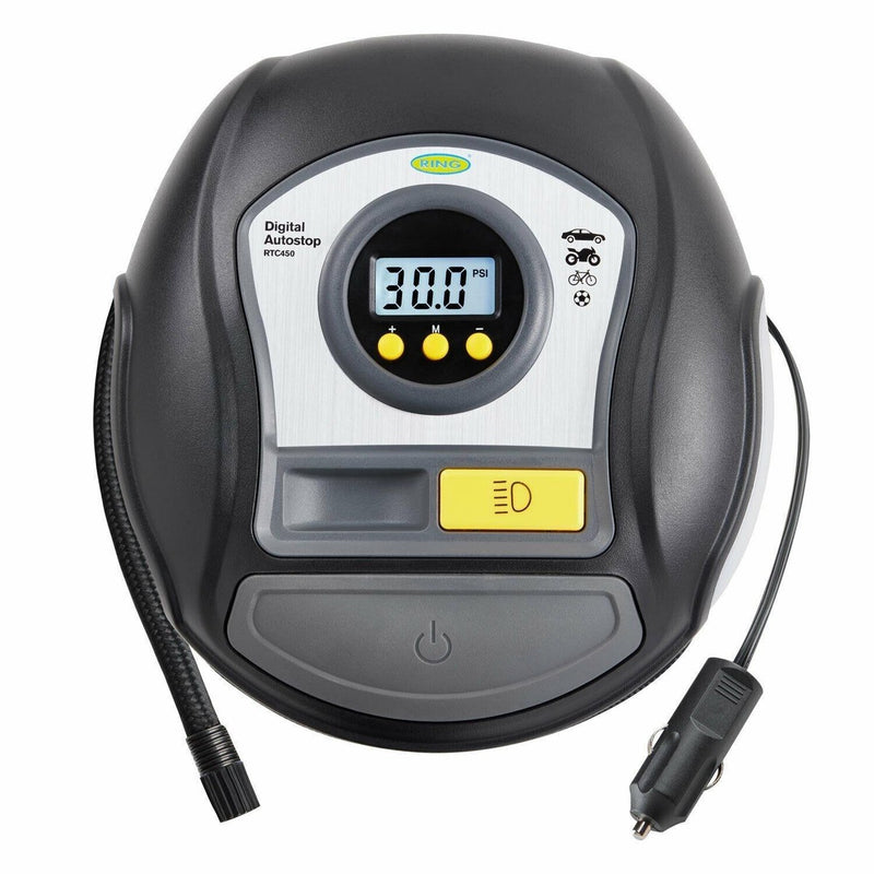 RTC450 Ring Digital Tyre Inflator Air Compressor Wheel Car Pump 12v Auto Stop Ring Automotive - UK Camping And Leisure