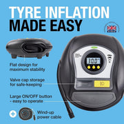 RTC450 Ring Digital Tyre Inflator Air Compressor Wheel Car Pump 12v Auto Stop Ring Automotive - UK Camping And Leisure