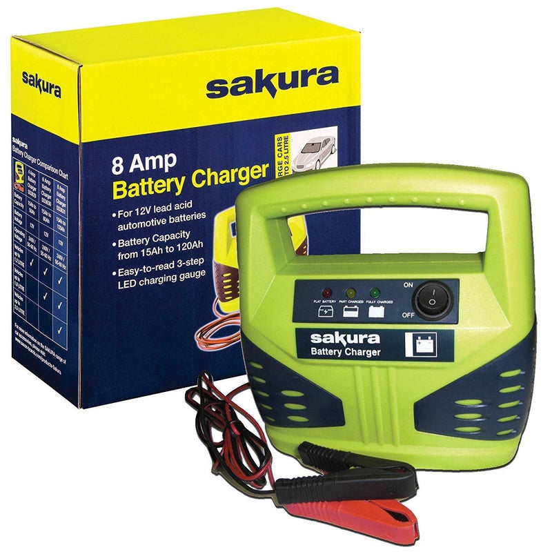 Sakura 8 Amp 12 V Car Battery Charger Sakura - UK Camping And Leisure
