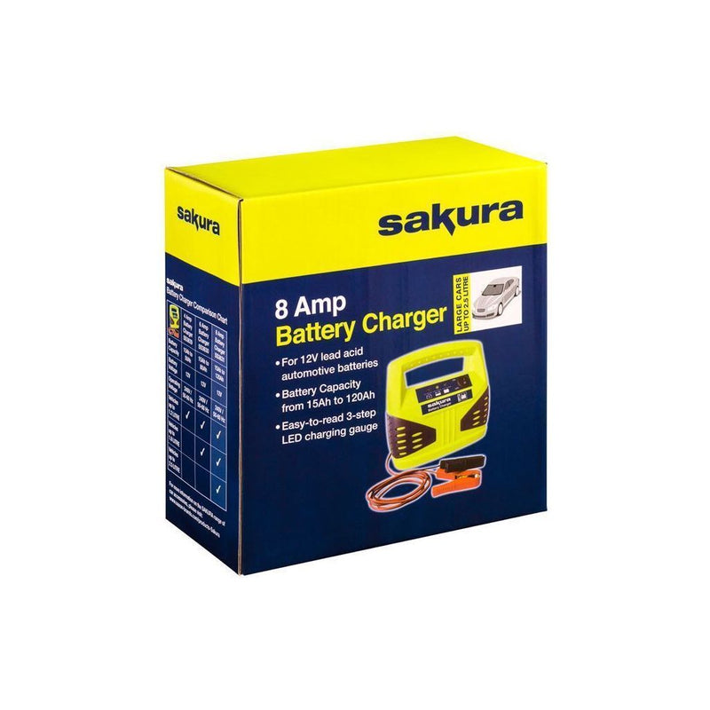 Sakura 8 Amp 12 V Car Battery Charger Sakura - UK Camping And Leisure
