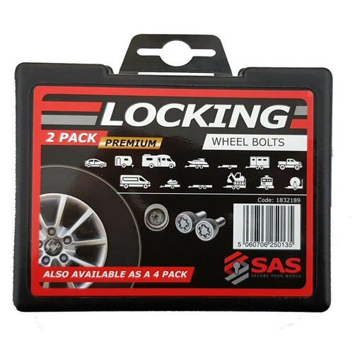 SAS Security 2 Locking Wheel Bolts M12 X 1.5 Caravan Trailer Car SAS - UK Camping And Leisure