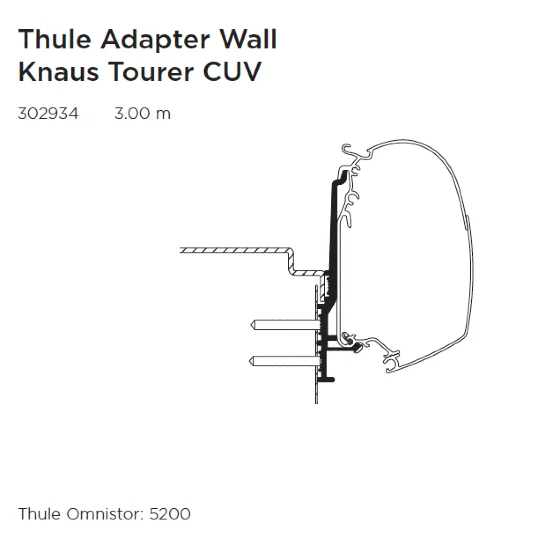 Thule Adapter Wall – Knaus Tourer CUV 500 Wall Bracket 5200 Awnings Thule - UK Camping And Leisure