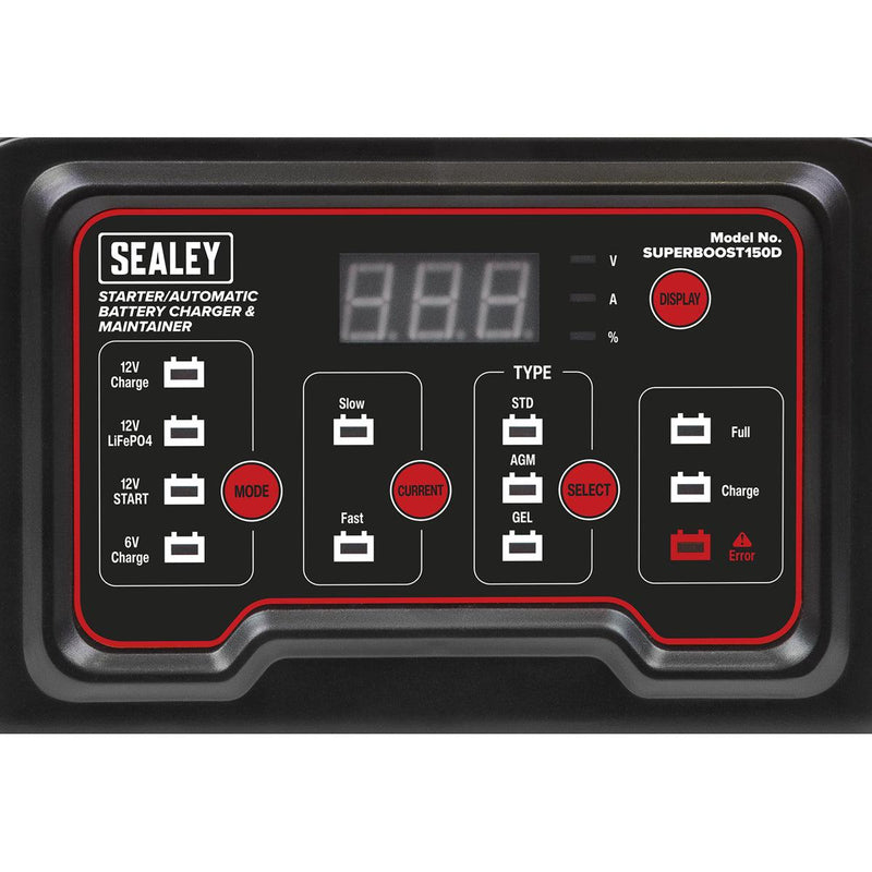 Sealey Battery Charger Automatic Maintainer 6/12V 150A Starter/15A Sealey - UK Camping And Leisure