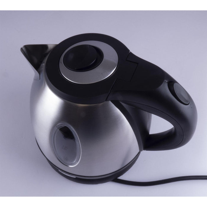 Silver Chrome Low Power 1.2L 750W Cordless Kettle Powerpart - UK Camping And Leisure