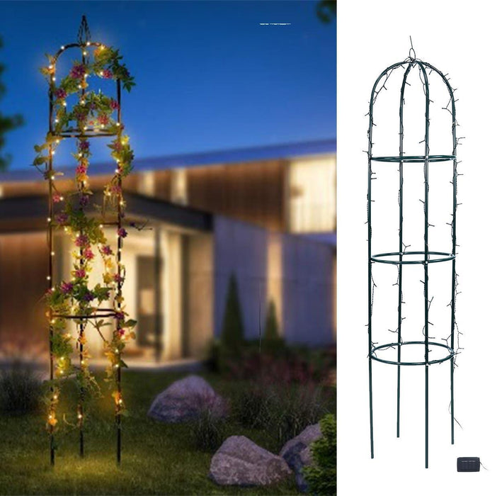 Solar 100 LED White Trellis For Light Up Your Garden / Plant / Bush 195cm x 40cm Streetwize - UK Camping And Leisure