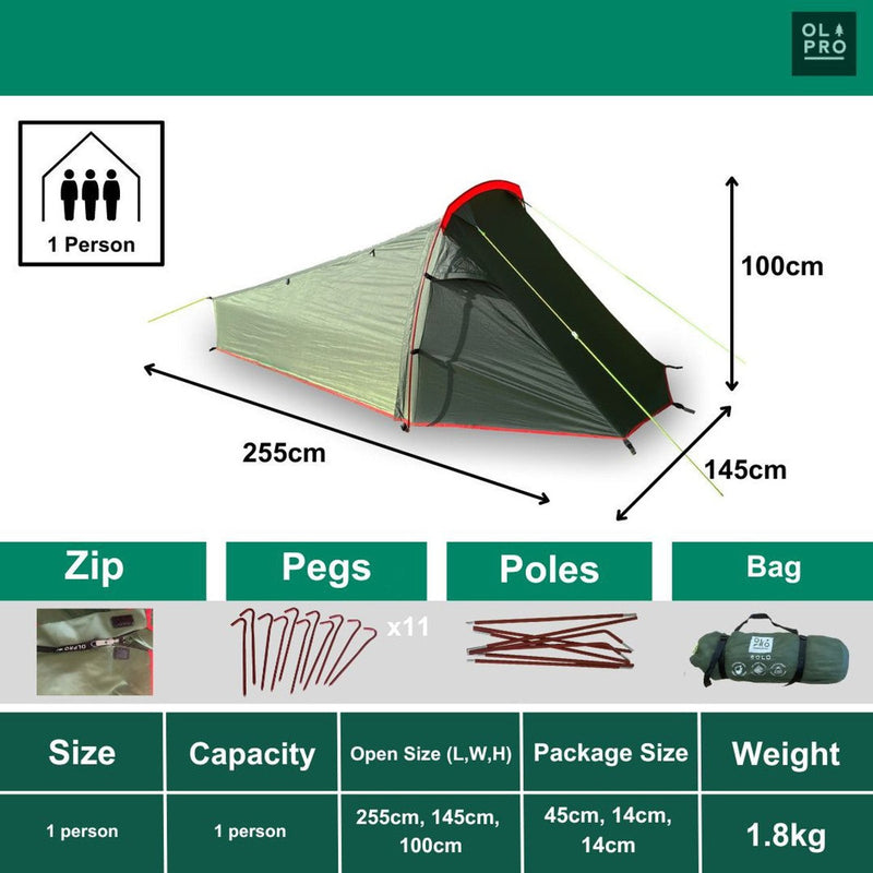 Olpro Solo - Lightweight 1 Person Tent (Ripstop) Olpro - UK Camping And Leisure