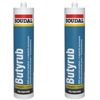Soudal Butyrub Non Setting Butyl bedding Sealant Seitz Window Glazing White x2