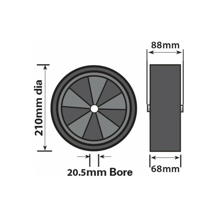 Spare Wheel for Caravan Jockey Wheel Extra Wide Tyre 210 x 75mm - MP97552 Maypole - UK Camping And Leisure