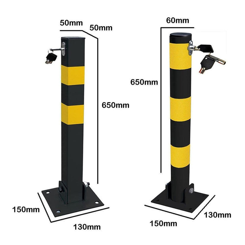 Square Heavy Duty Folding Bolt Down Security Parking Post Bollard Driveway Streetwize - UK Camping And Leisure