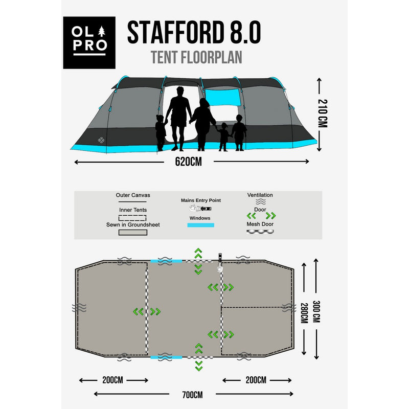 Olpro The Stafford Poled 2 Person Tent Olpro - UK Camping And Leisure