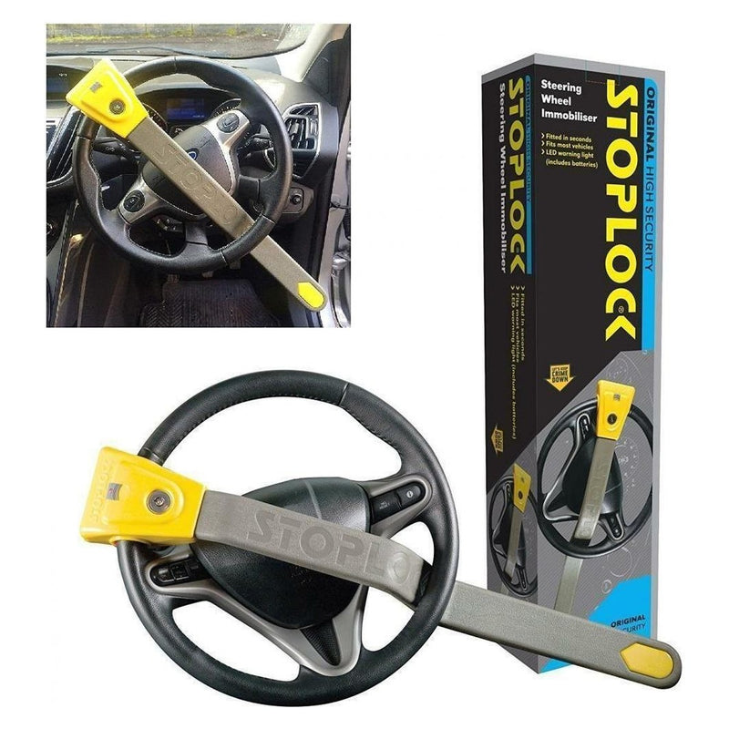 Stoplock Original High Security Flashing LED Car Steering Wheel Lock Immobiliser Stoplock - UK Camping And Leisure