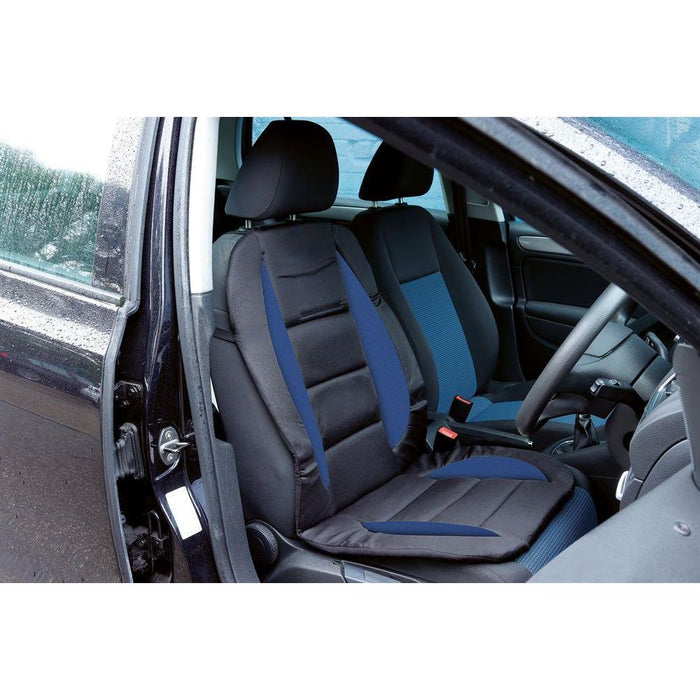 Stylish Blue/Black Car Van Seat Cushion Front Seat Cover Protect Back Support Streetwize - UK Camping And Leisure