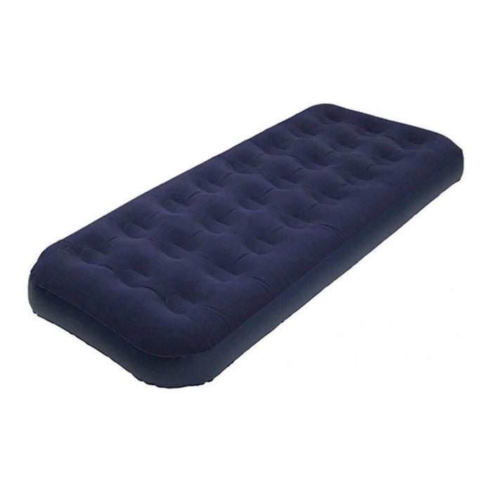 Summit Blue Flocked Single Inflatable Air Bed Outdoor Camping Mattress Summit - UK Camping And Leisure