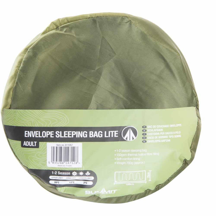 Summit Camping Hiking Caravan Trekker 1-2 season Sleeping bag 225 x 75cm Summit - UK Camping And Leisure