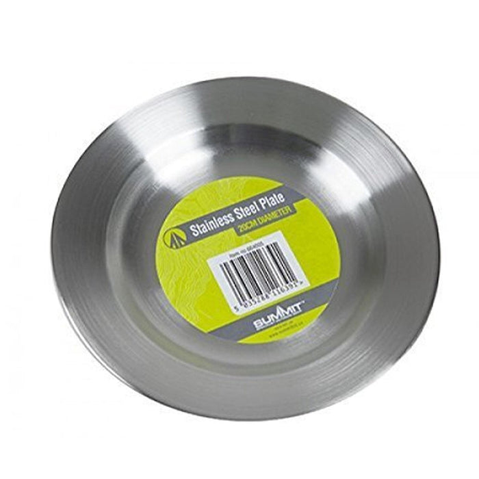 Summit Stainless Steel Plate / Bowl 20cm Camping Outdoor Park Hiking Travel Kids Summit - UK Camping And Leisure