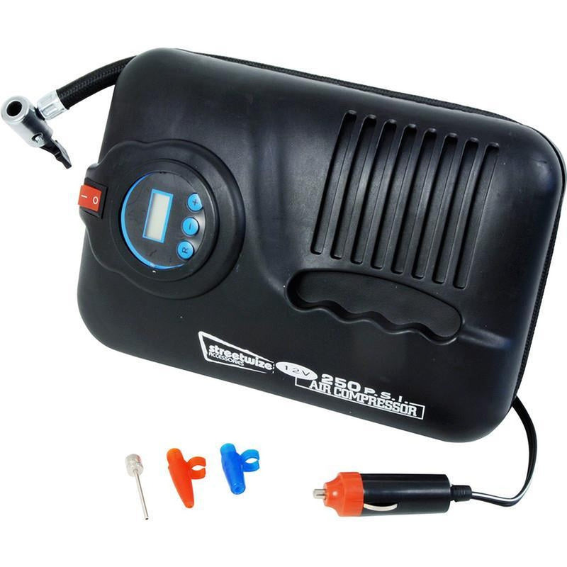 Swac5 Slim 12v Digital Automatic Cut-off Car Van Bike Tyre Compressor Inflator Streetwize - UK Camping And Leisure