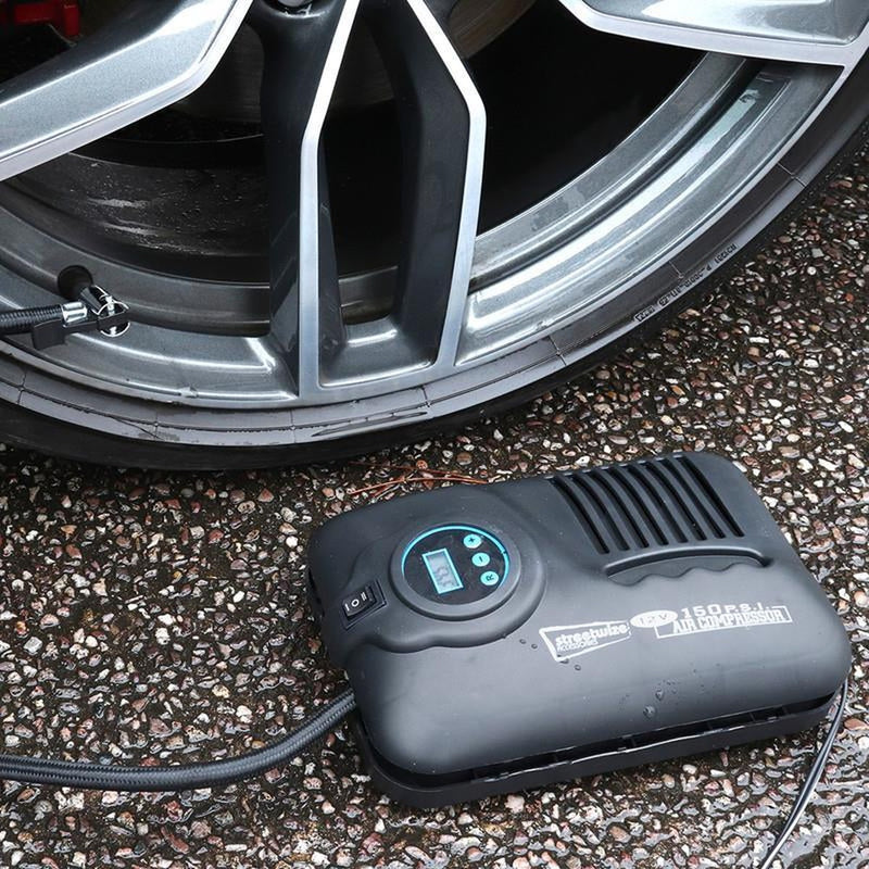 Swac5 Slim 12v Digital Automatic Cut-off Car Van Bike Tyre Compressor Inflator Streetwize - UK Camping And Leisure
