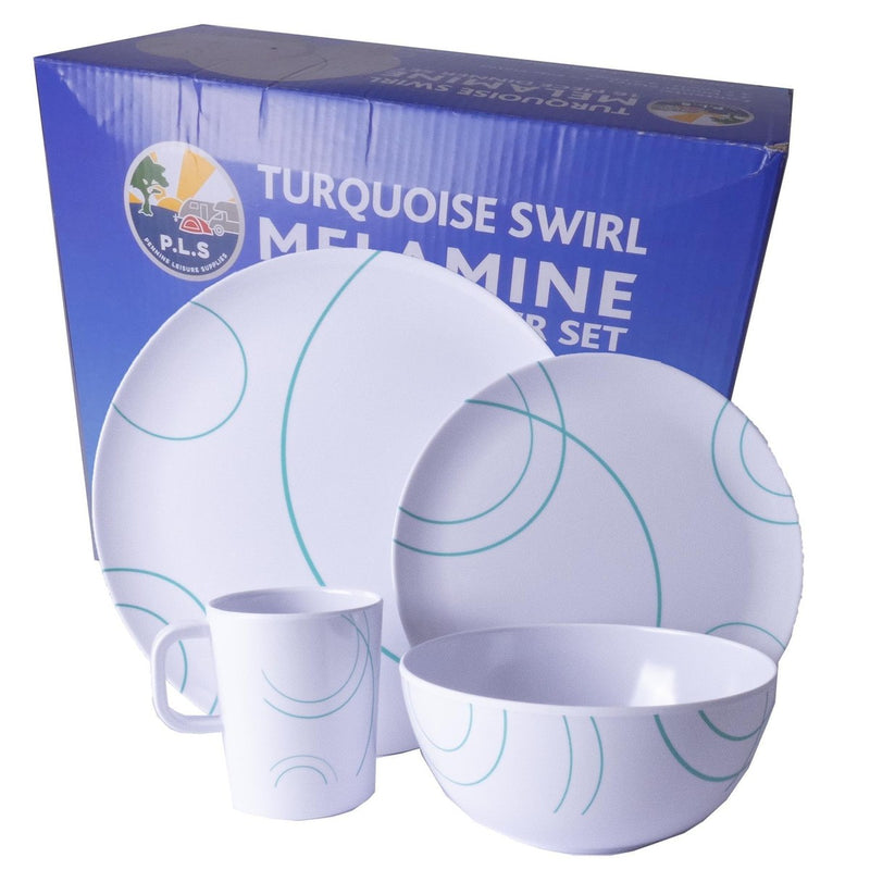 Swirl 16 Piece Melamine Picnic Tableware Set PLS - UK Camping And Leisure