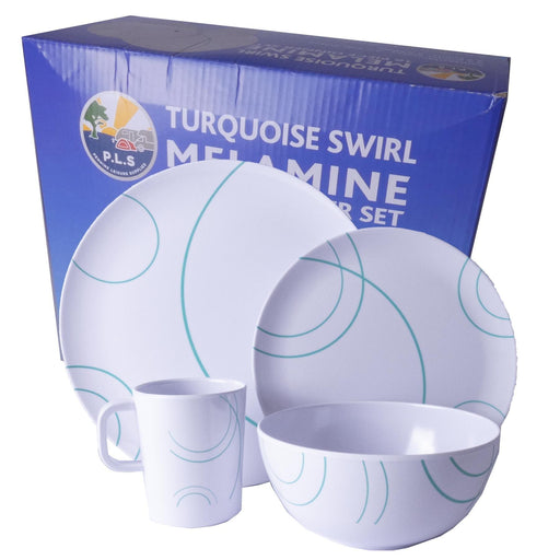 Swirl 16 Piece Melamine Picnic Tableware Set PLS - UK Camping And Leisure