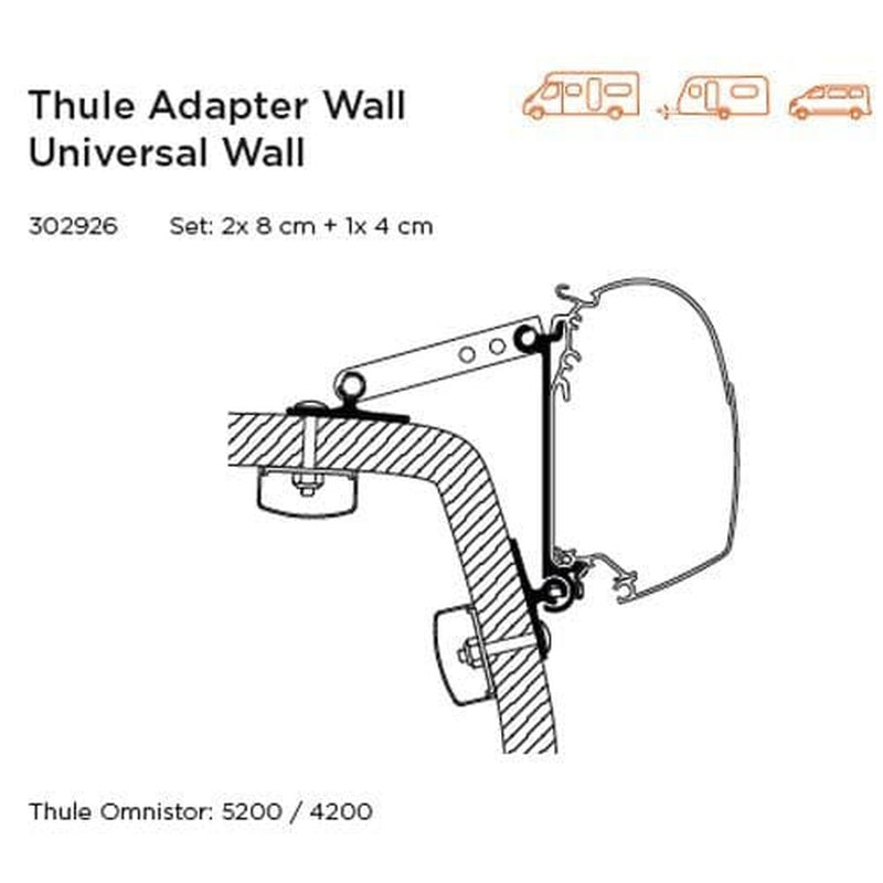 Thule Adapter Wall Universal Wall (set: 2x 8cm + 1x 4cm) Thule - UK Camping And Leisure