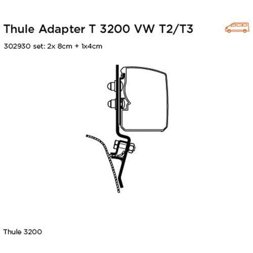 Thule Adapter T Omnistor 3200 awning – VW T2/T3 (Set: 2 × 8 cm + 1 × 4 cm Brackets) Thule - UK Camping And Leisure