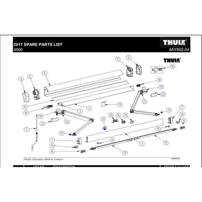 Thule Awning Connection Pieces Tension Rafter 4900 & Tristor Models 1500602226 - UK Camping And Leisure