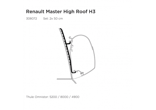 Thule Adapter Wall – Renault Master High Roof H3 (Set: 2 × 50 cm) Thule - UK Camping And Leisure